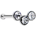925 Silver 2mm Clear Trio Nose Bone Created with Crystals