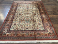 Antique Persian Rug 5x7, Allover Floral with Vases, Beige and Red, Belgian Power Loomed Rug, Vintage