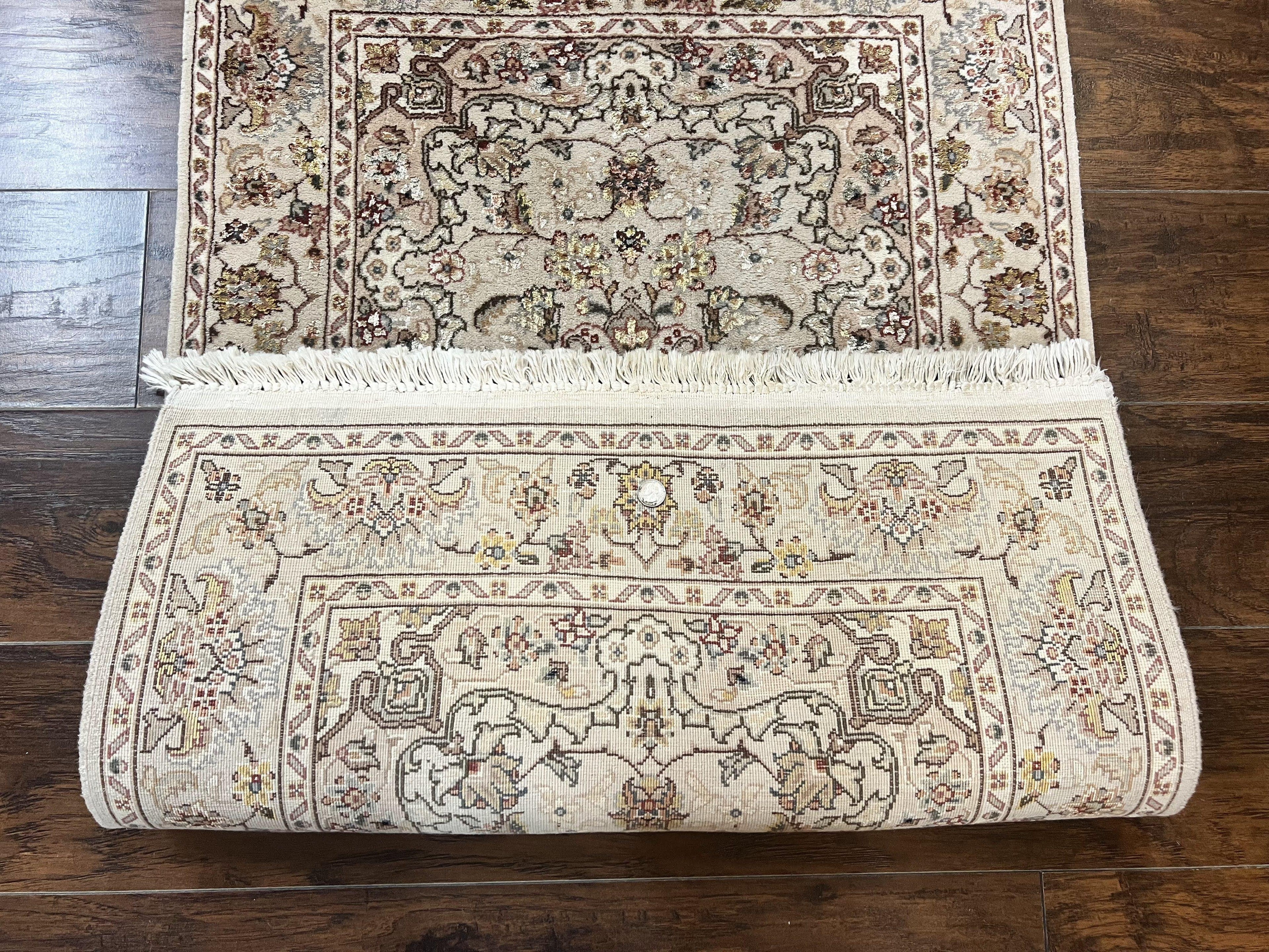 Sino Persian Rug 2.5 x 4, Hand Knotted Oriental Carpet, Small Persian Rug, Floral Medallion, Wool, Vintage