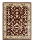 Peshawar Rug 9x11, Pakistani Oriental Carpet, Maroon and Beige, Floral Allover, Wool Hand Knotted Handmade Vintage Rug