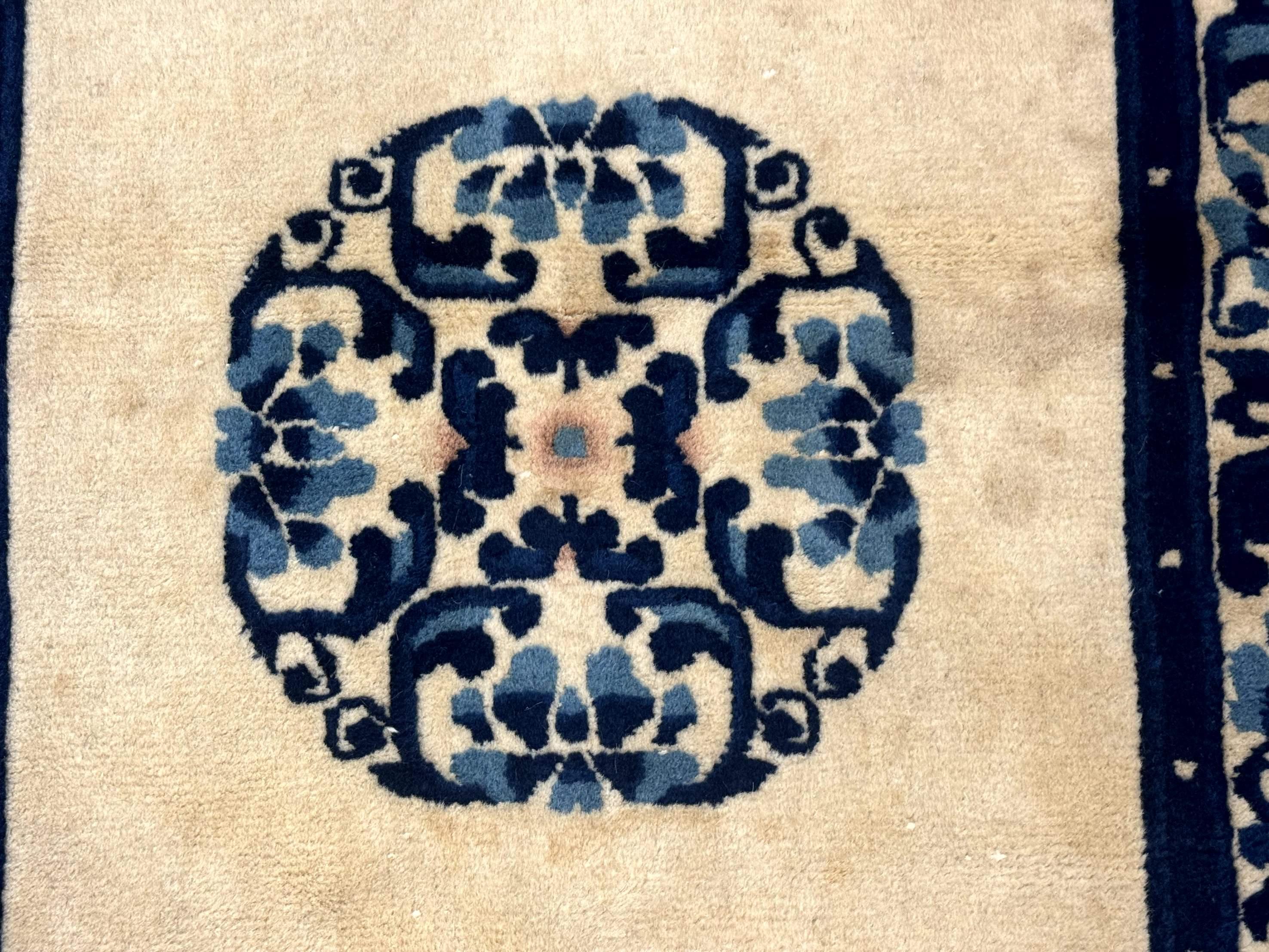 Chinese Peking Rug 2x3, Small Wool Chinese Carpet, Art Deco Rug