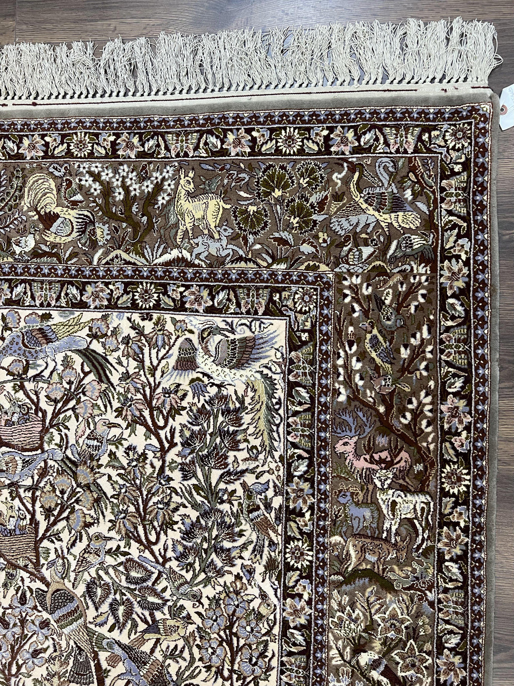 Persian Isfahan Rug 5x8 - Tree of Life, Animal Pictorials, Kork Wool & Silk