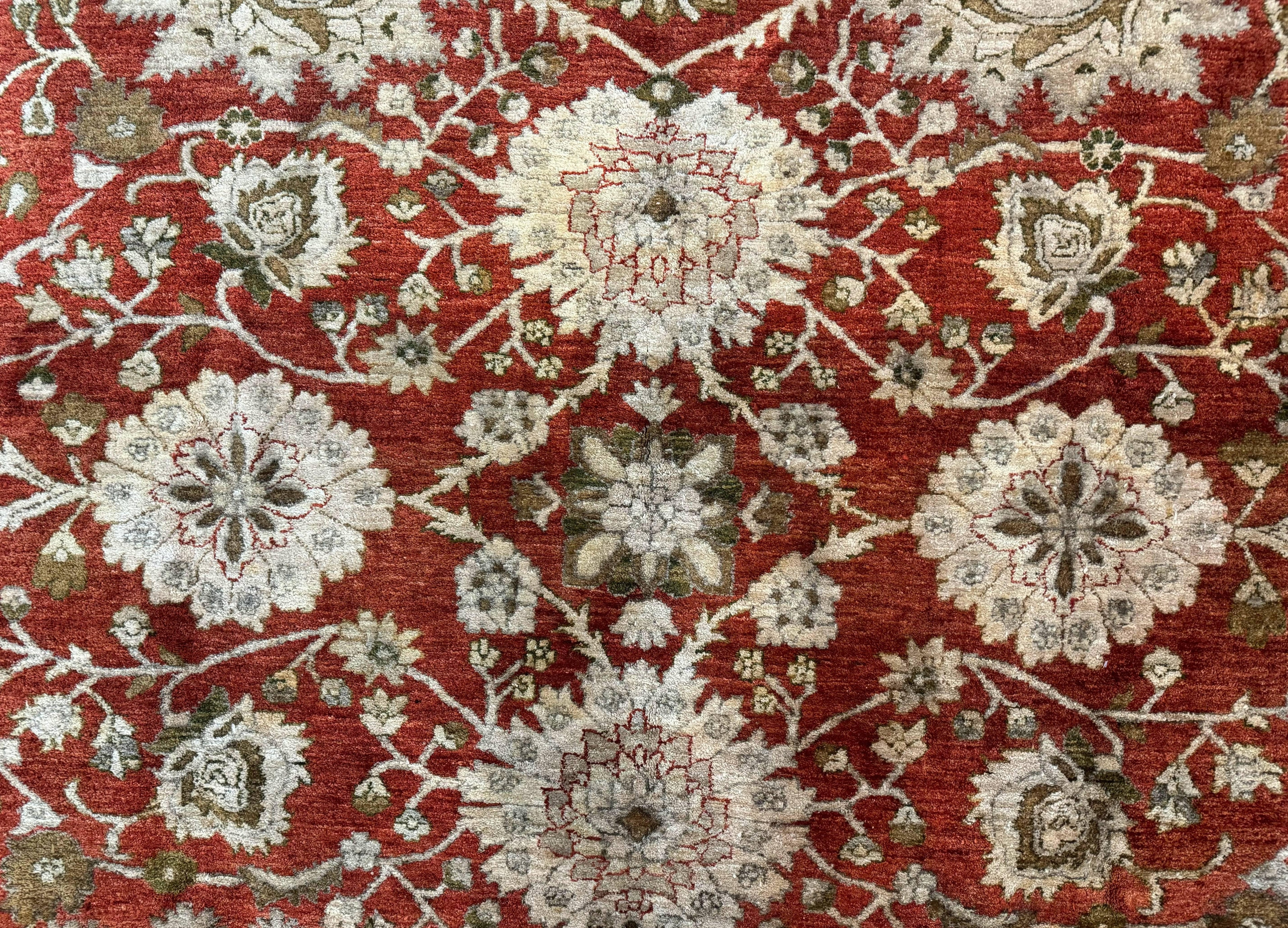 Pakistani Peshawar Rug 10x13, Burnt Orange, Large Handmade Wool Carpet