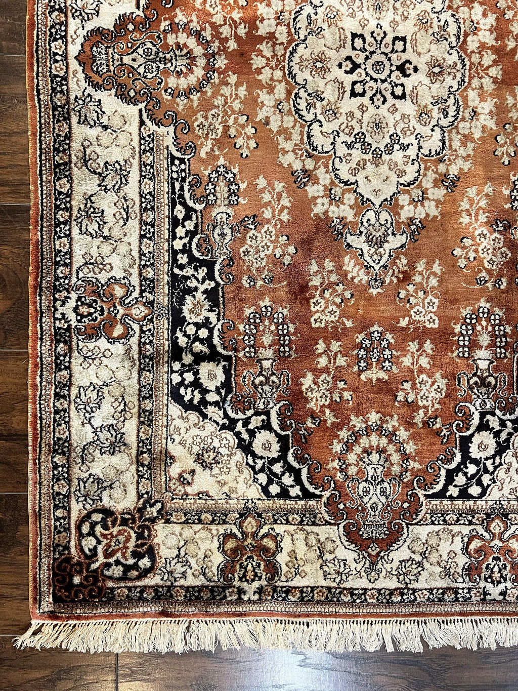 Turkish Silk Rug 3x5, Very Fine 400 KPSI, Floral Medallion, Hand Knotted