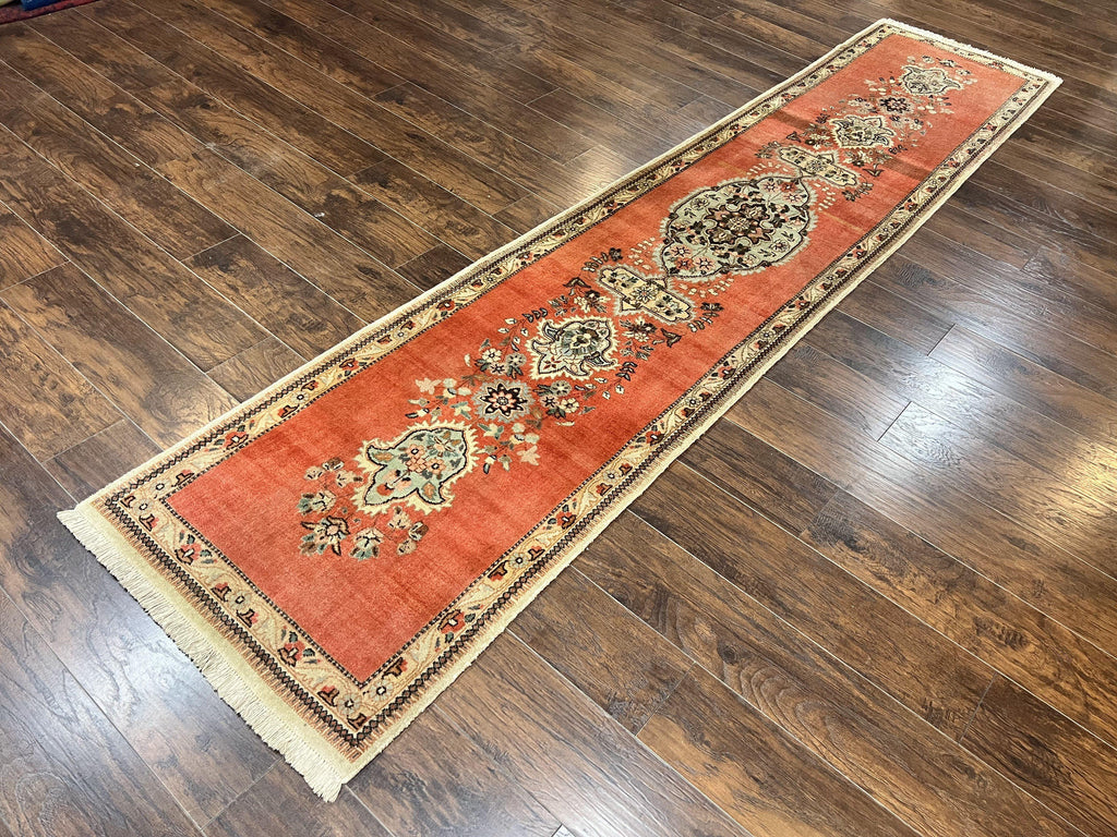 Persian Tabriz Runner Rug 3 x 12, Open Field, Terracotta