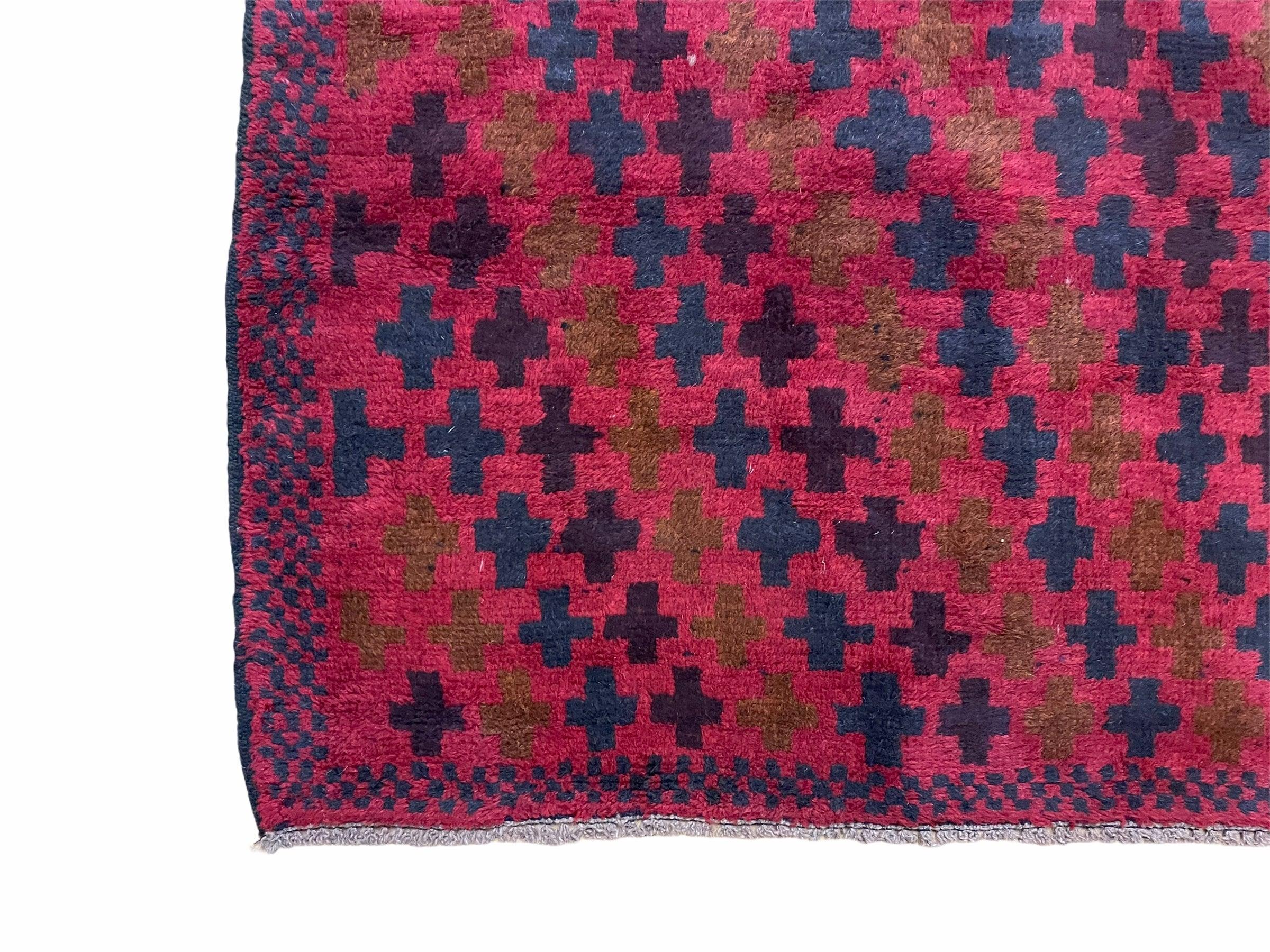 2' 10" X 4'8" Vintage Handmade Tribal Wool Rug Balouchi Rug Afghan Rug Red Beige