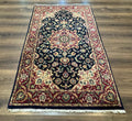 Pak Persian Sarouk Rug 3x5, Navy Blue and Red
