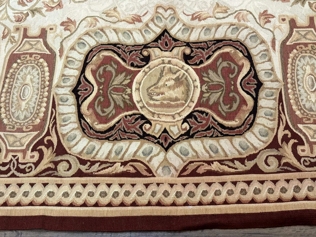 French Aubusson Rug 9x12 - European Design Flatweave Carpet