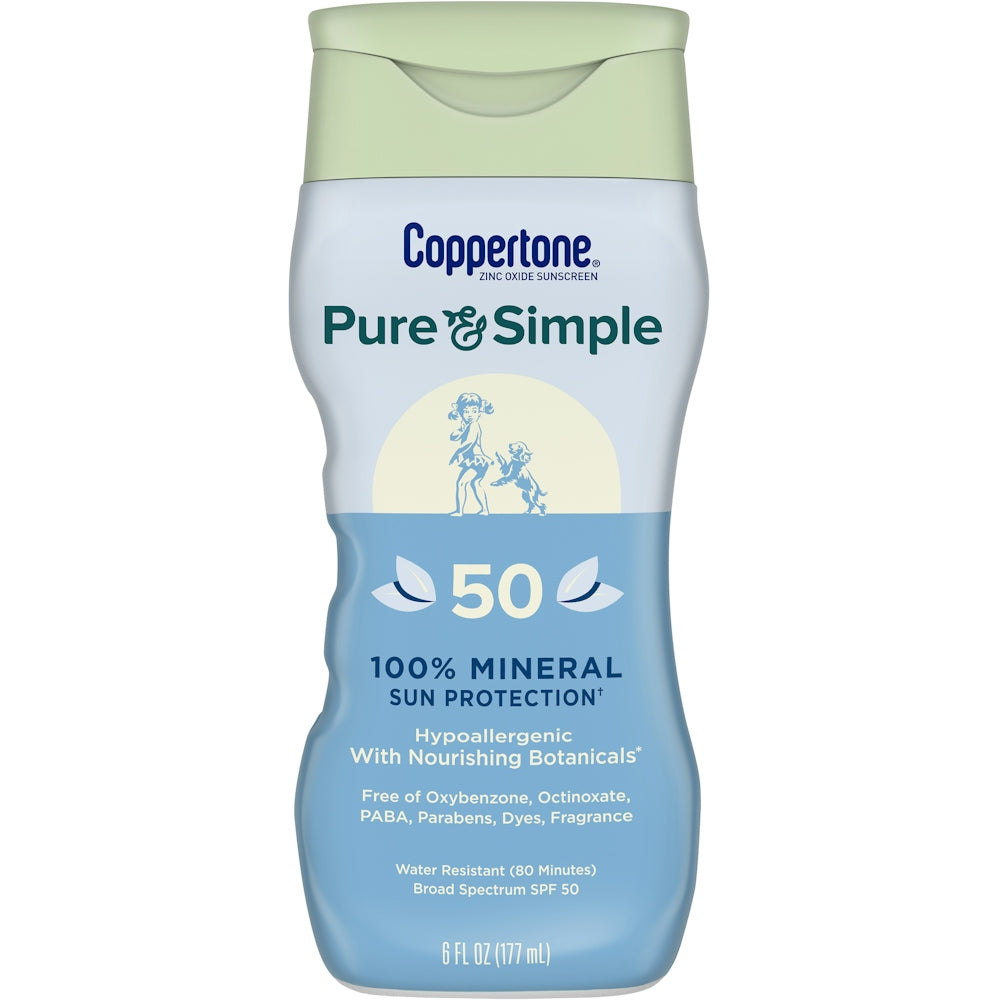 Coppertone Pure & Simple Mineral Sunscreen Lotion With Zinc Oxide - SPF 50 - 6 Fl Oz
