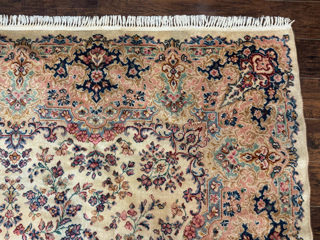 Antique Karastan Rug 8.8 x 12 Lanamar Floral Ivory Kirman Wool Discontinued