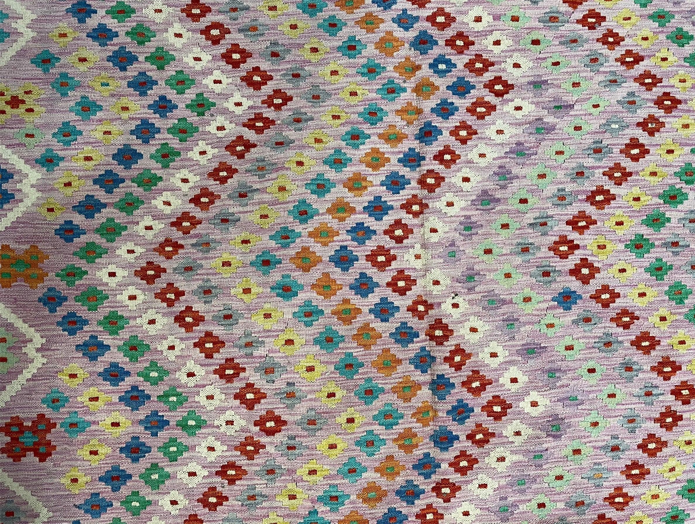 Pink Kilim Rug 6x8 Colorful Turkish Kilim Rug 6 x 8 Flat Weave Kilim Playful Kilim Multicolor Anatolian Chobi New Kilim