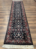 Pak Persian Runner Rug 2.8 x 10, Dark Blue, Floral Allover, Wool