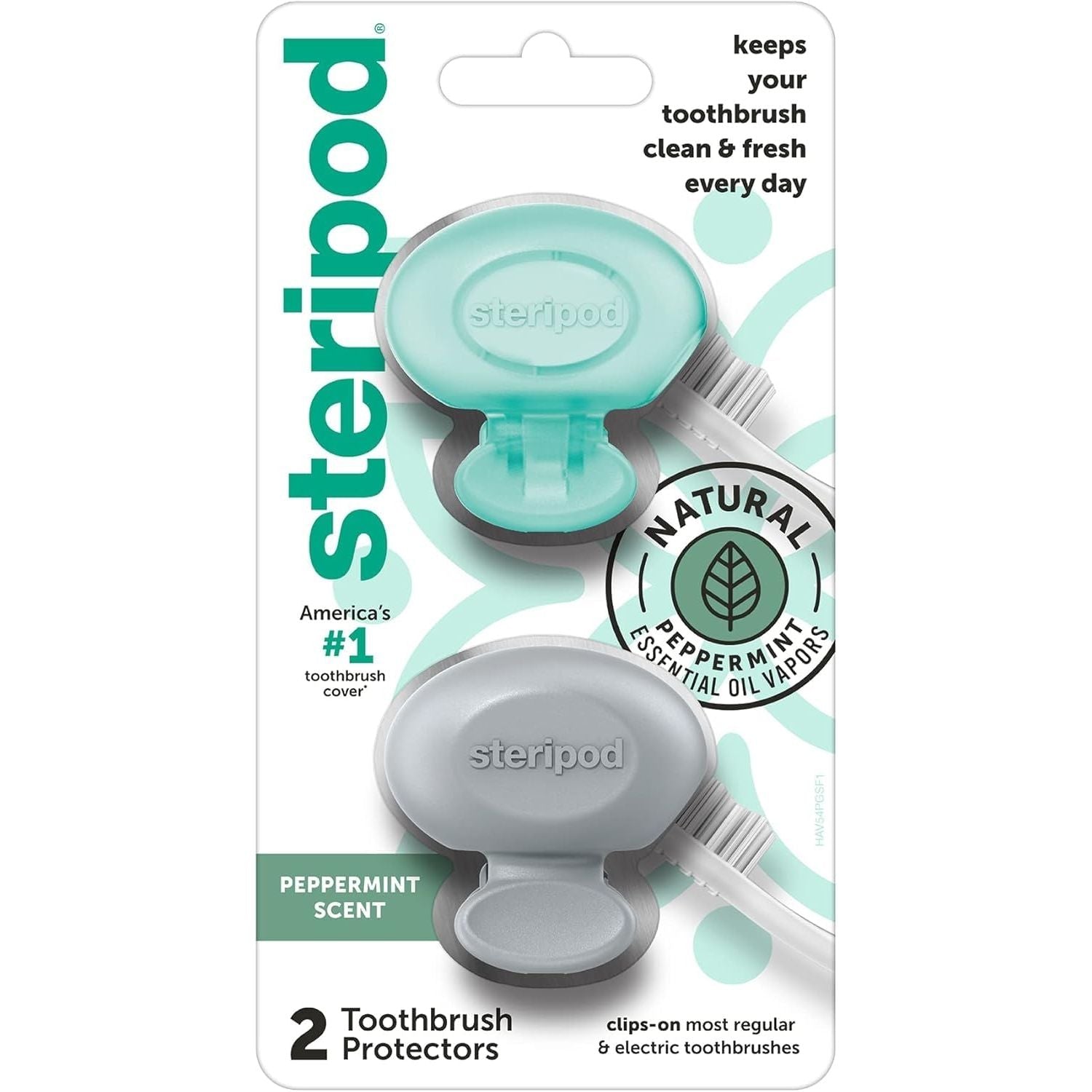 Steripod® Antimicrobial Toothbrush Protector – Peppermint (2 Count)