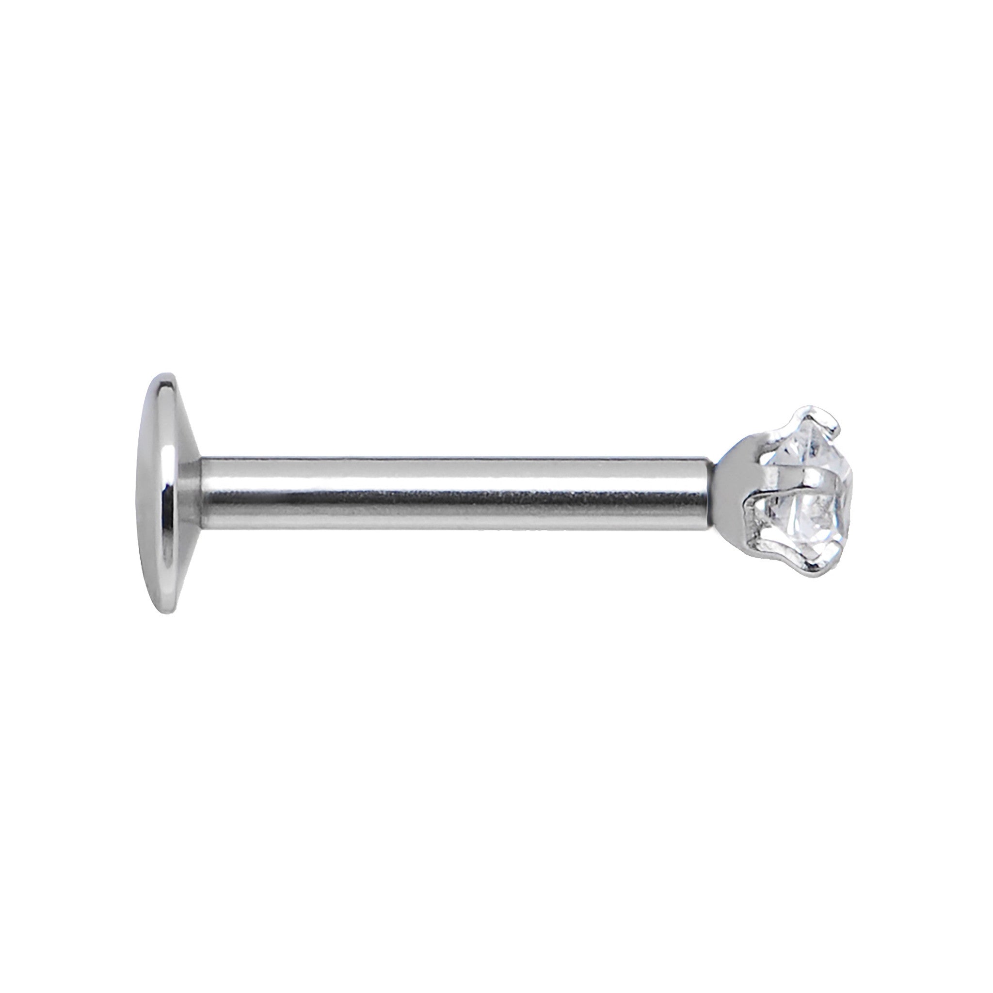 16G Clear 3mm Square Gem Internally Threaded Labret Monroe Tragus