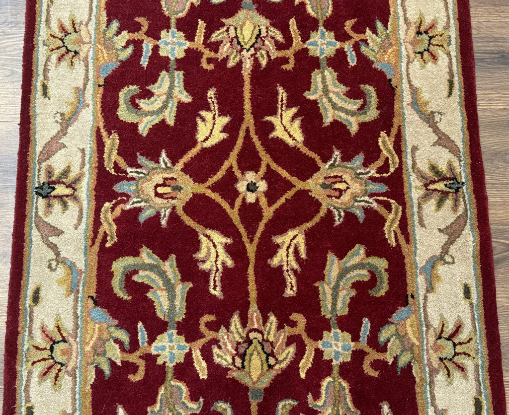 Small Floral Wool Rug 3x5, Safavieh Heritage Collection, Dark Red, Pair A