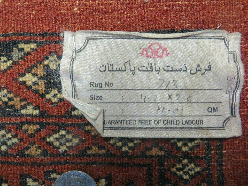 3' X 4' Vintage Handmade Pakistan Turkoman Bokhara Fine Woven Wool Rug