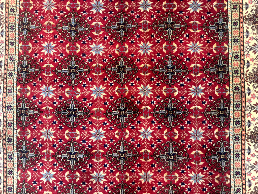 Turkish Sivas Rug 4x6, Red and Cream, Allover Design, Handmade Vintage