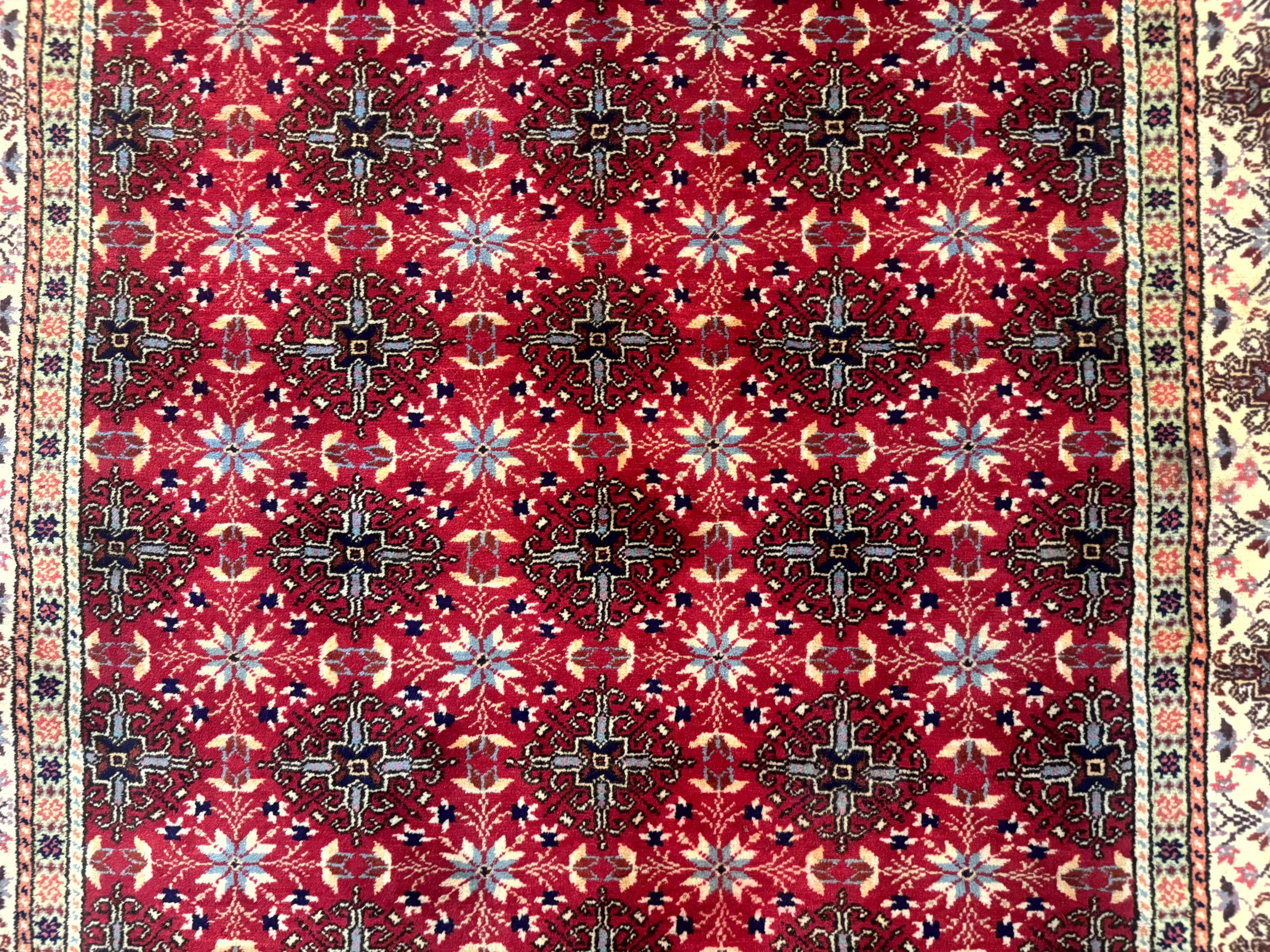 Turkish Sivas Rug 4x6, Red and Cream, Allover Design, Handmade Vintage