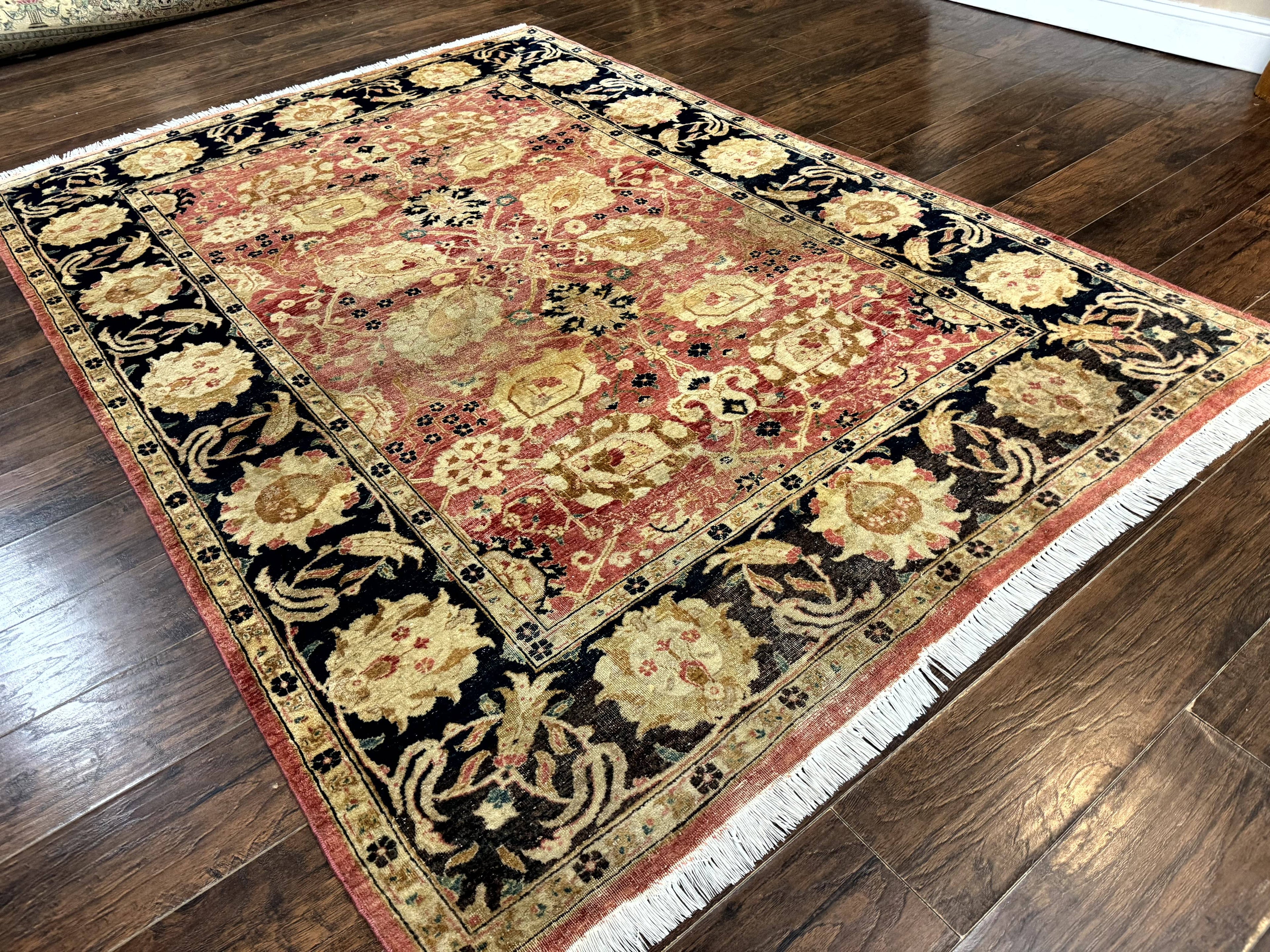 Indian Agra Rug 6x9, Allover Pattern, Traditional Wool Oriental Carpet