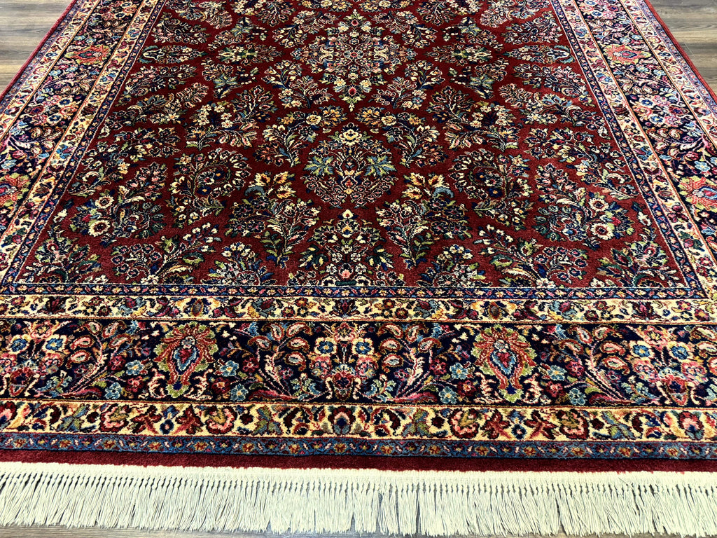 8.8 x 10.6 Karastan Red Sarouk Rug #785, Wool Pile Original 700 Series