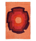 Danish Rya Shag Rug 4x6, Mid Century 1960s Retro Vintage Wool Rug, Shades of Red
