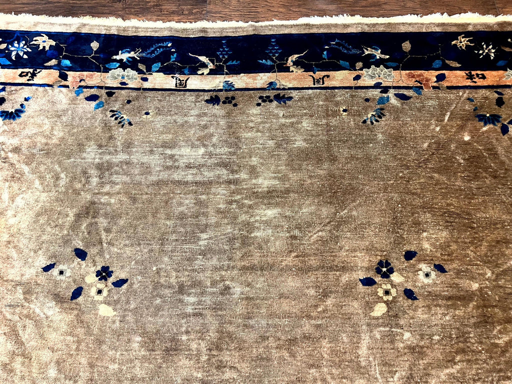 Antique Chinese Wool Rug 10x13, Large 1920s Peking Carpet, Handmade