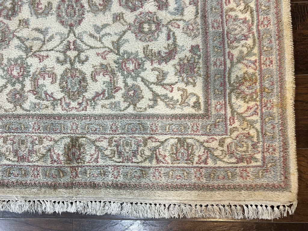Indo Persian Rug 4x6, Vintage Handmade Wool Carpet, Floral Allover Pattern, Beige, Pair B