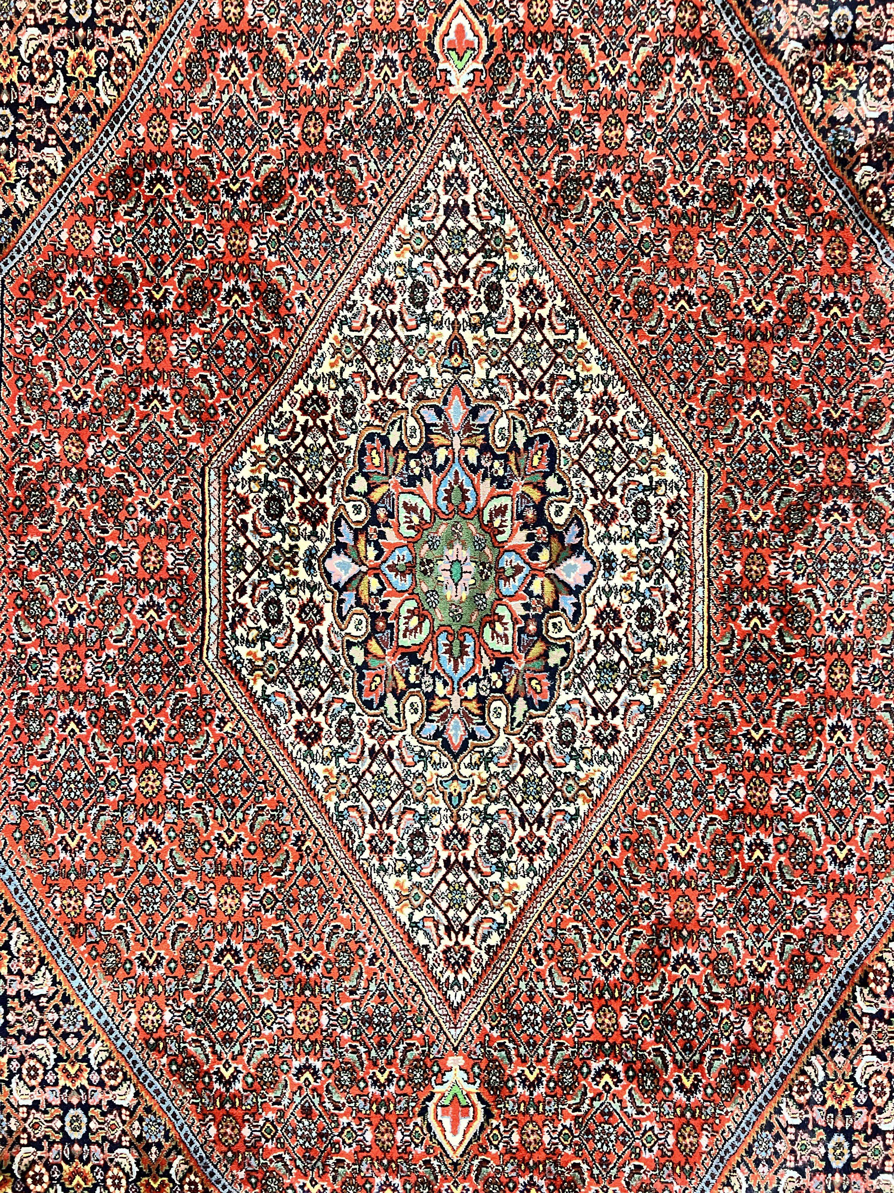 Persian Bidjar Rug 5x10, Wool Hand Knotted Vintage Carpet, Highly Detailed, Mahi Herati Pattern, 5 x 10 Oriental Rug