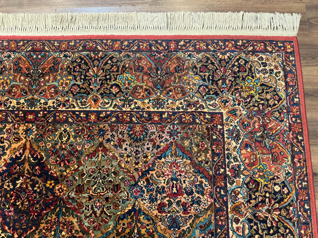 Karastan Rug 8.8 x 10.6, Multicolor Panel Kirman Rug #717, Original 700 Series, Wool