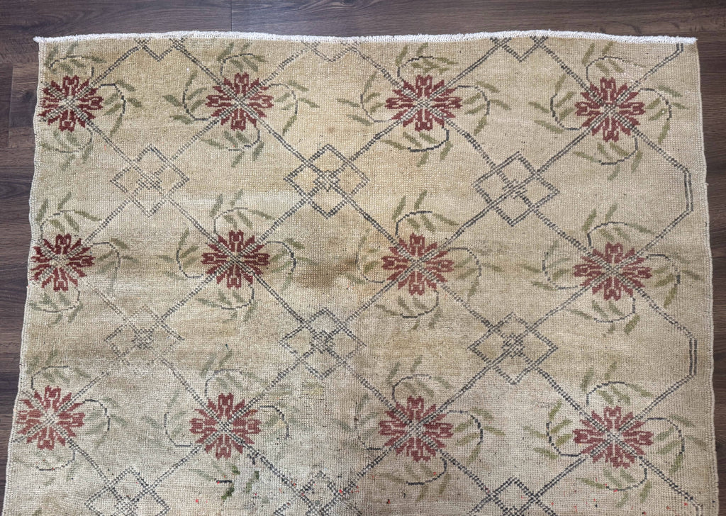 Turkish Rug 5x6, Oushak Carpet, Beige