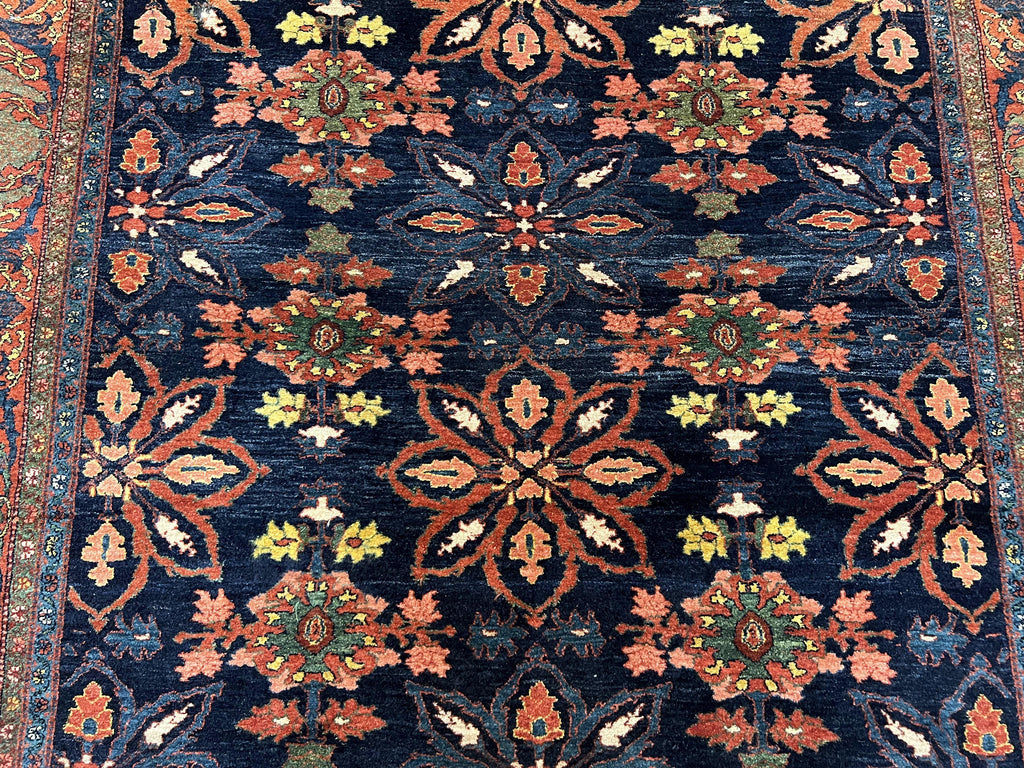 Wonderful Persian Rug 7x10, Navy Blue and Red, Allover Floral Pattern, Bidjar Carpet, Authentic Oriental Rug 7 x 10, Wool Hand Knotted Rug