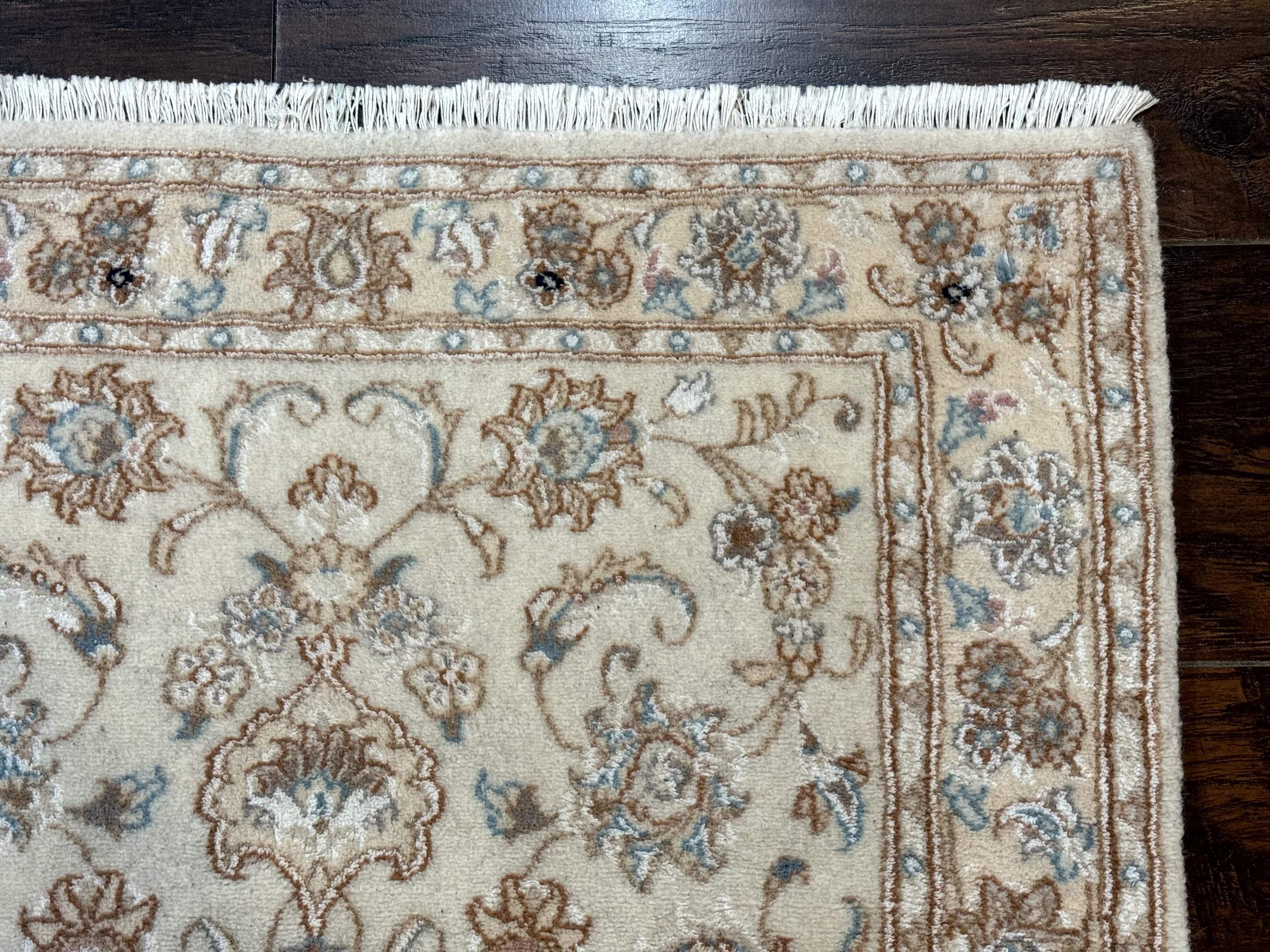 Small Persian Tabriz Rug 2.6 x 3.8, Vintage, Wool and Silk Highlights, Fine 225 KPSI