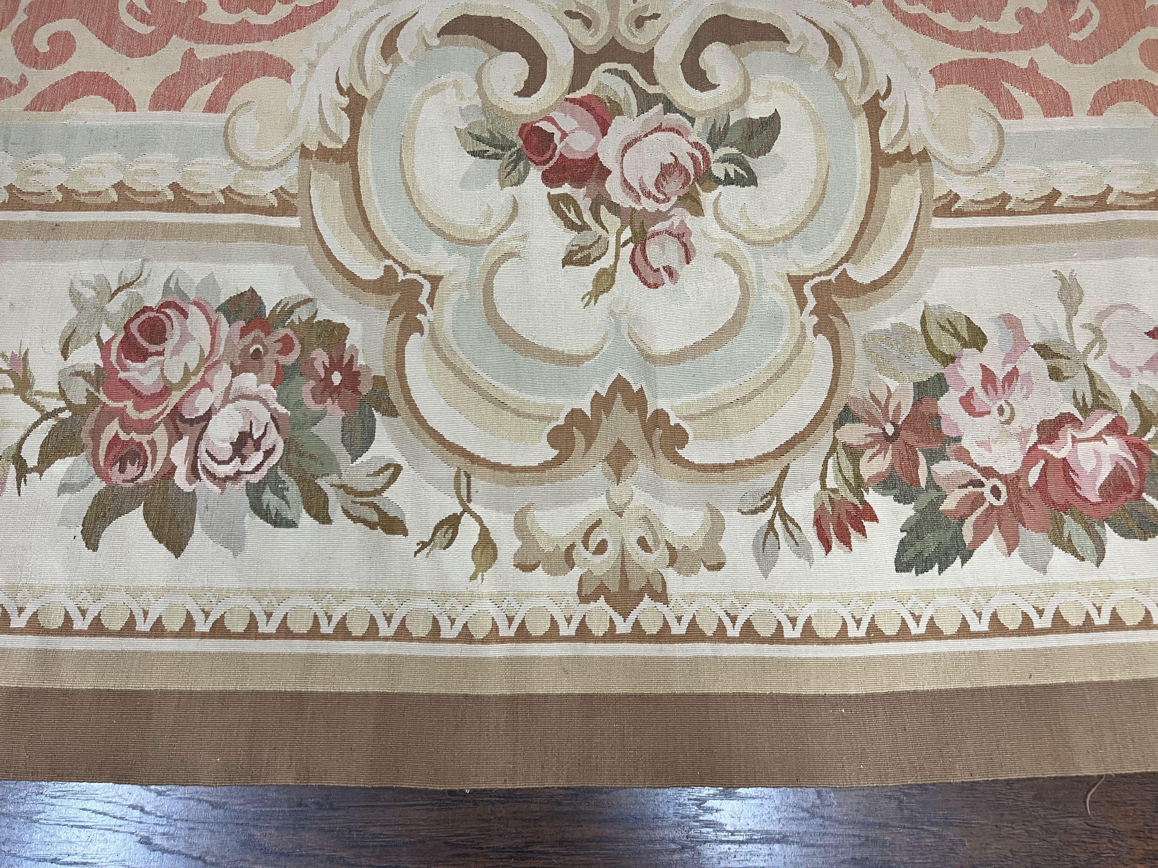 Aubusson Rug 10x14, Wool Handmade Vintage Carpet, Elegant French European Design Rug, Large Room Sized Aubusson Rug, Stark Carpet