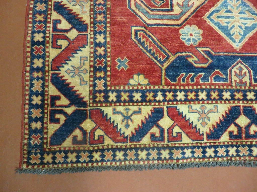 4' X 6' Vintage Handmade Turkish Kazak Pattern Wool Rug Carpet Nice