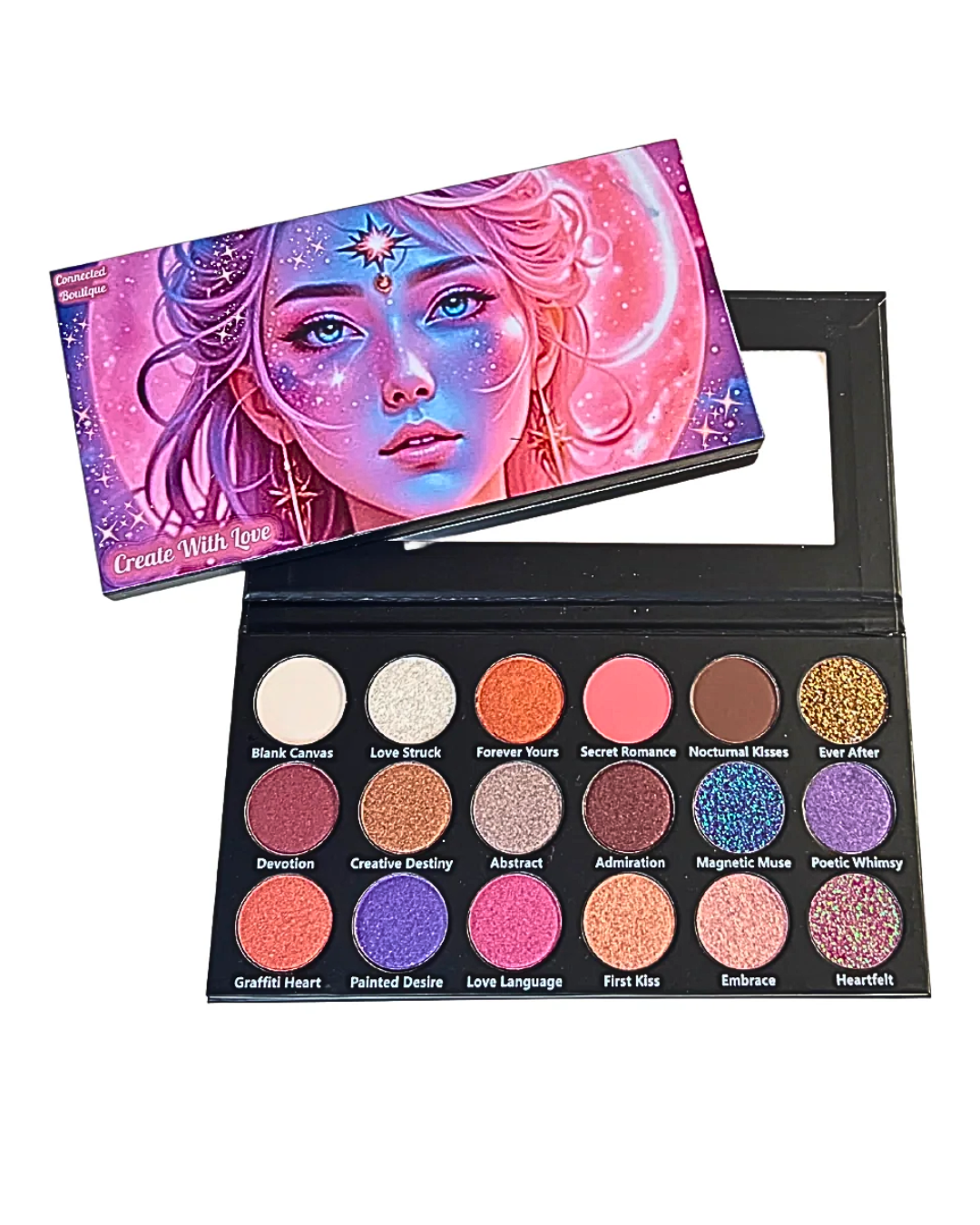 Create With Love 18‑Shade Eyeshadow Palette – Mattes, Shimmers & Glitters