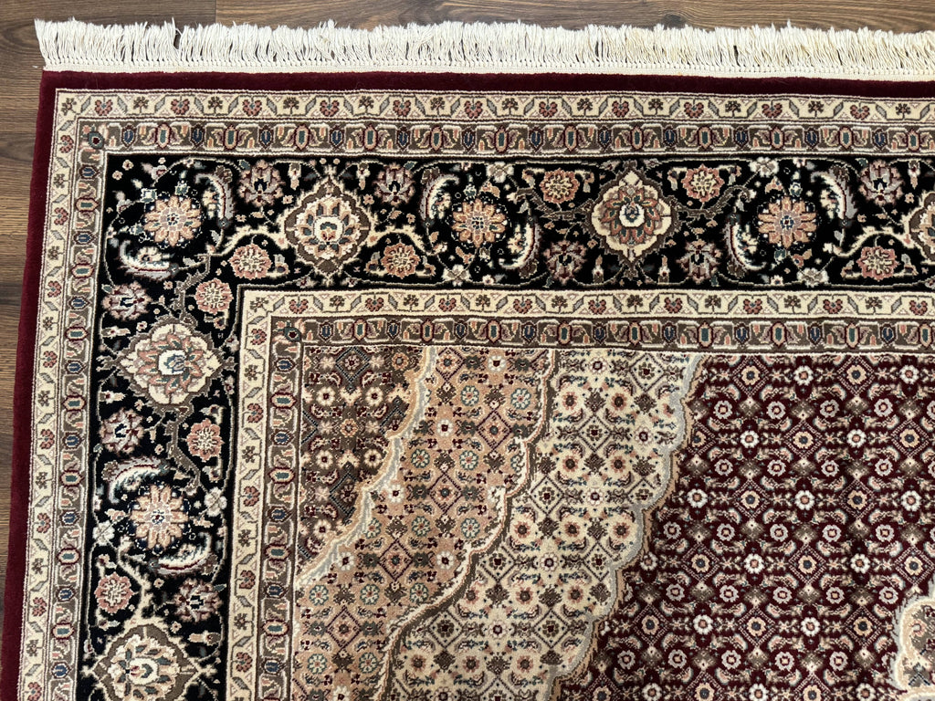 Sino Persian Rug 8x10, Herati, Elegant Oriental Carpet, Dark Maroon