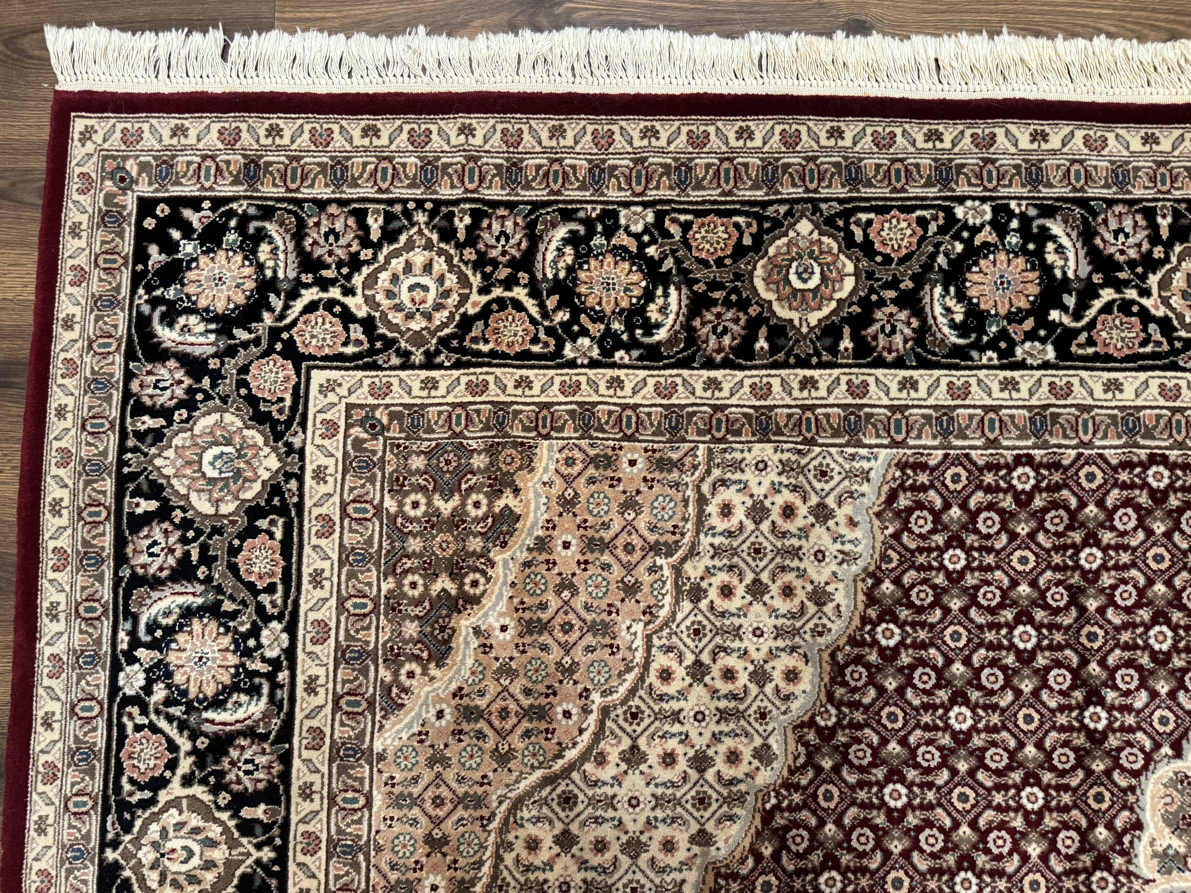 Sino Persian Rug 8x10, Herati, Elegant Oriental Carpet, Dark Maroon