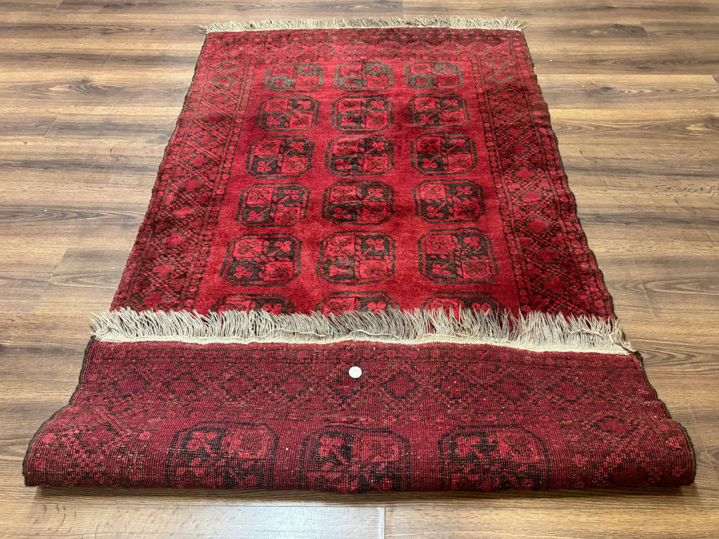 Afghan Turkoman Bokhara Bashir Rug 3x6, Red