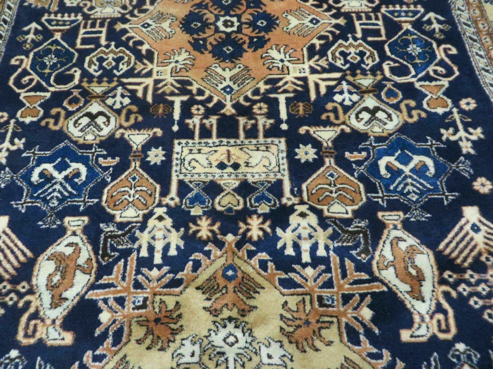 Persian Qum Rug 5.6 x 8.8, Navy Blue