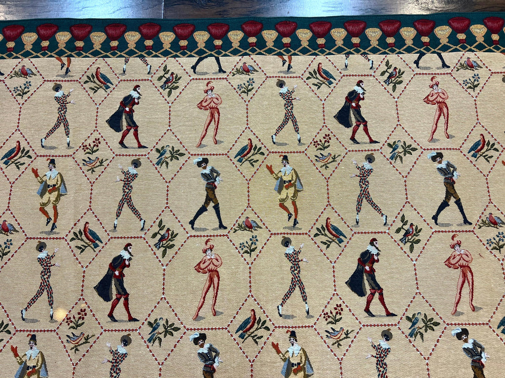 Square Tapestry 5x5, Wall Hanging, Human Pictorials, Court Jesters, Vintage