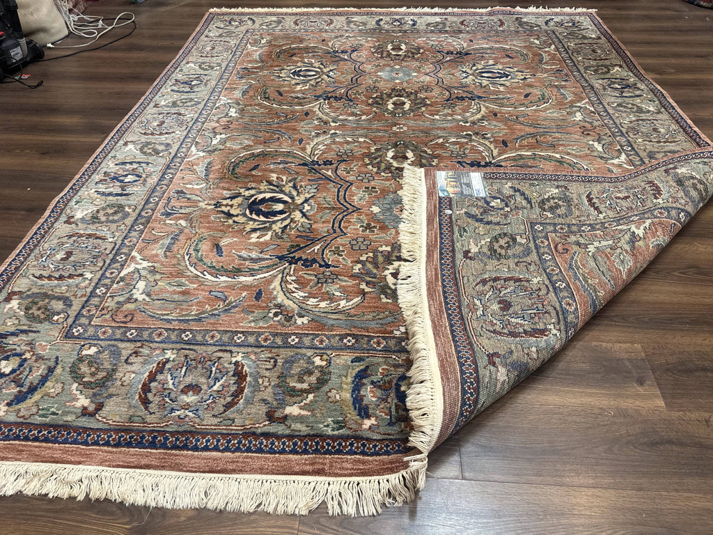 Indo Persian Mahal Rug 8x10, Traditional Wool Oriental Carpet, Pink