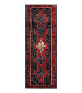 Persian Kurdish Senneh Runner Rug 3x9, Red Navy Blue, Medallions Wool Tribal Runner for Kitchen/Hallway 9ft Antique Handmade Oriental Runner