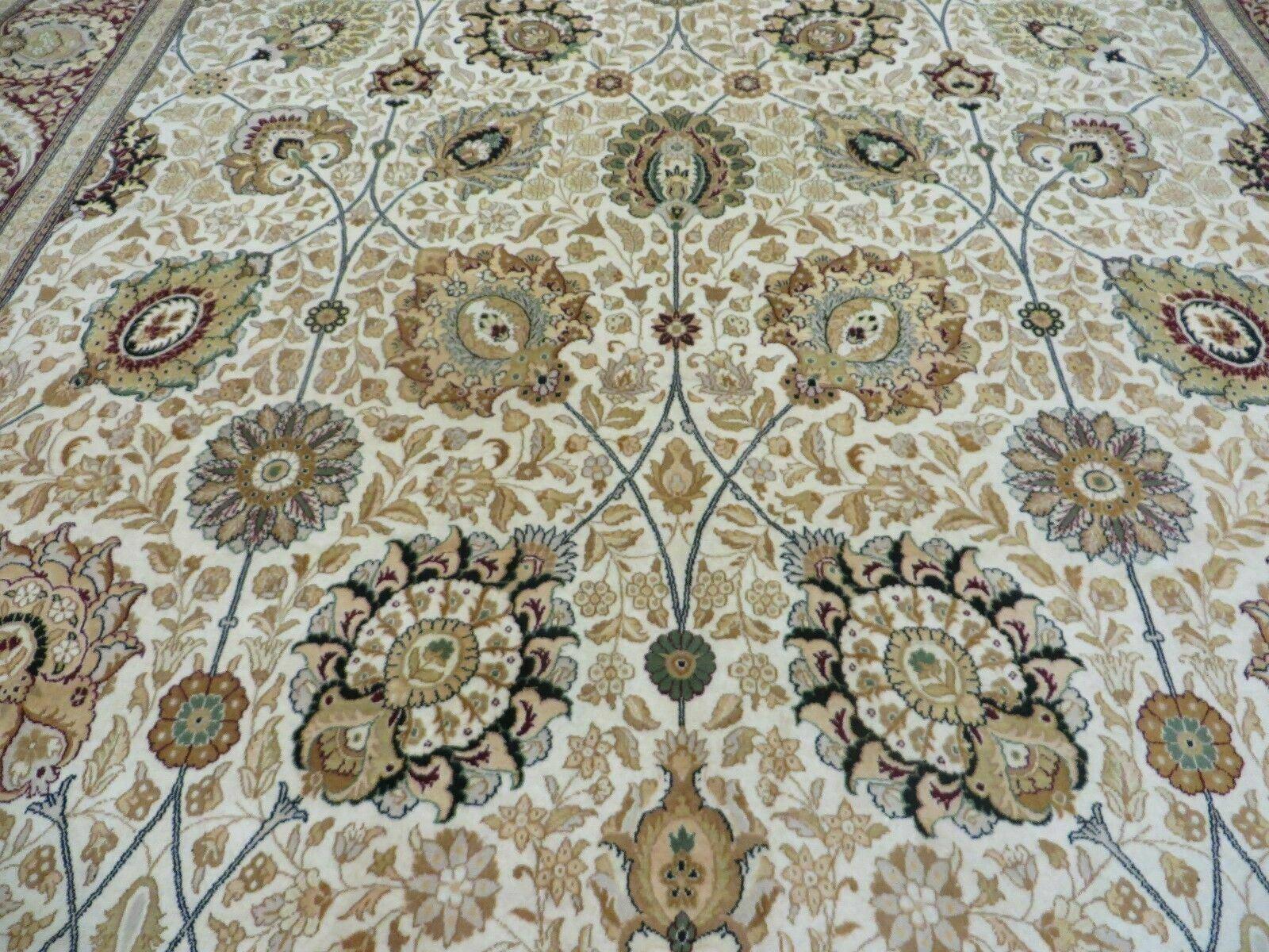 9' X 12' Vintage Handmade Wool Rug Pakistani Floral Design Nice Vegetable Dye