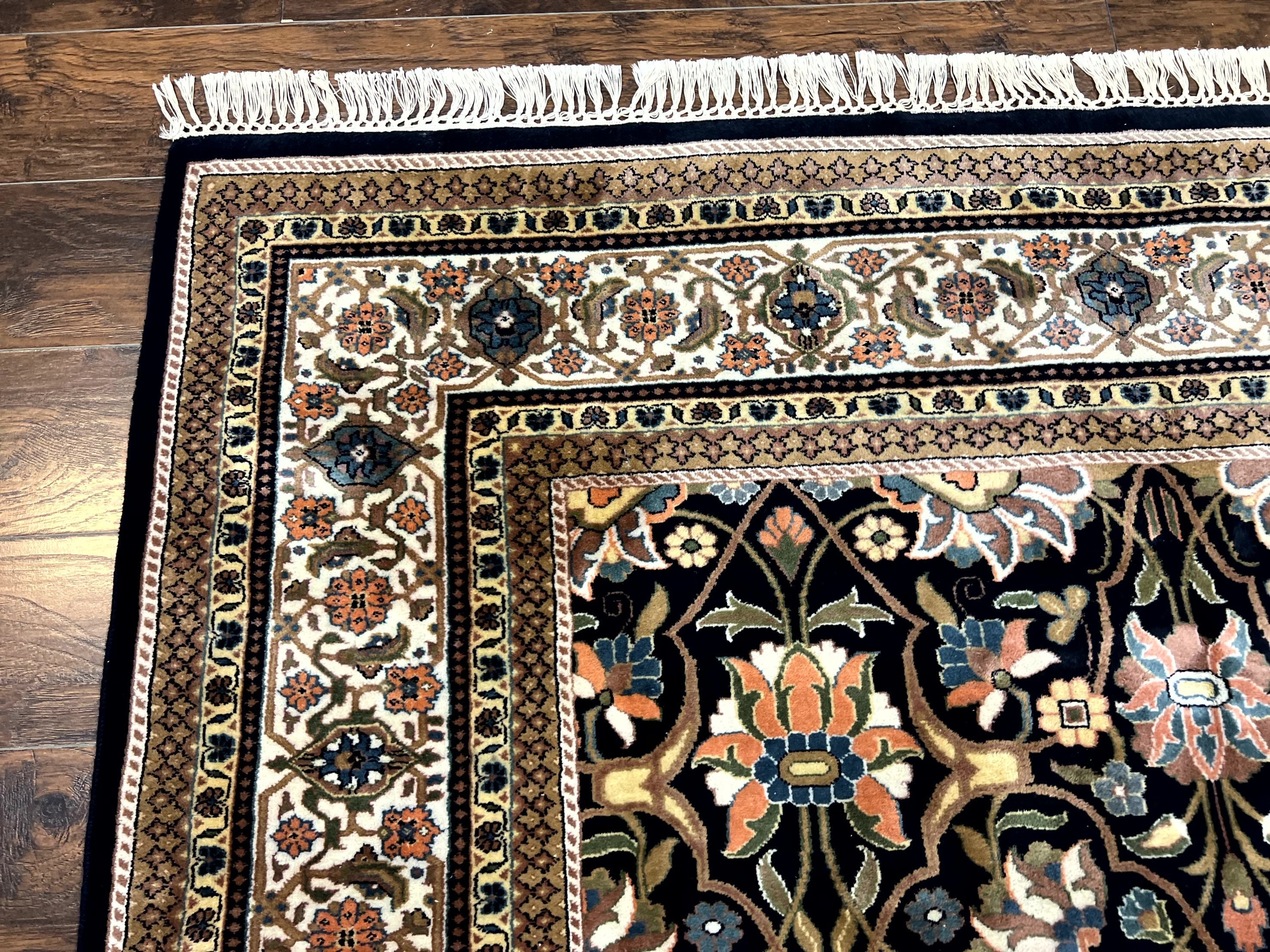 Indo Persian Bidjar Rug 6x10, Vintage Handmade Wool Carpet, Allover Pattern
