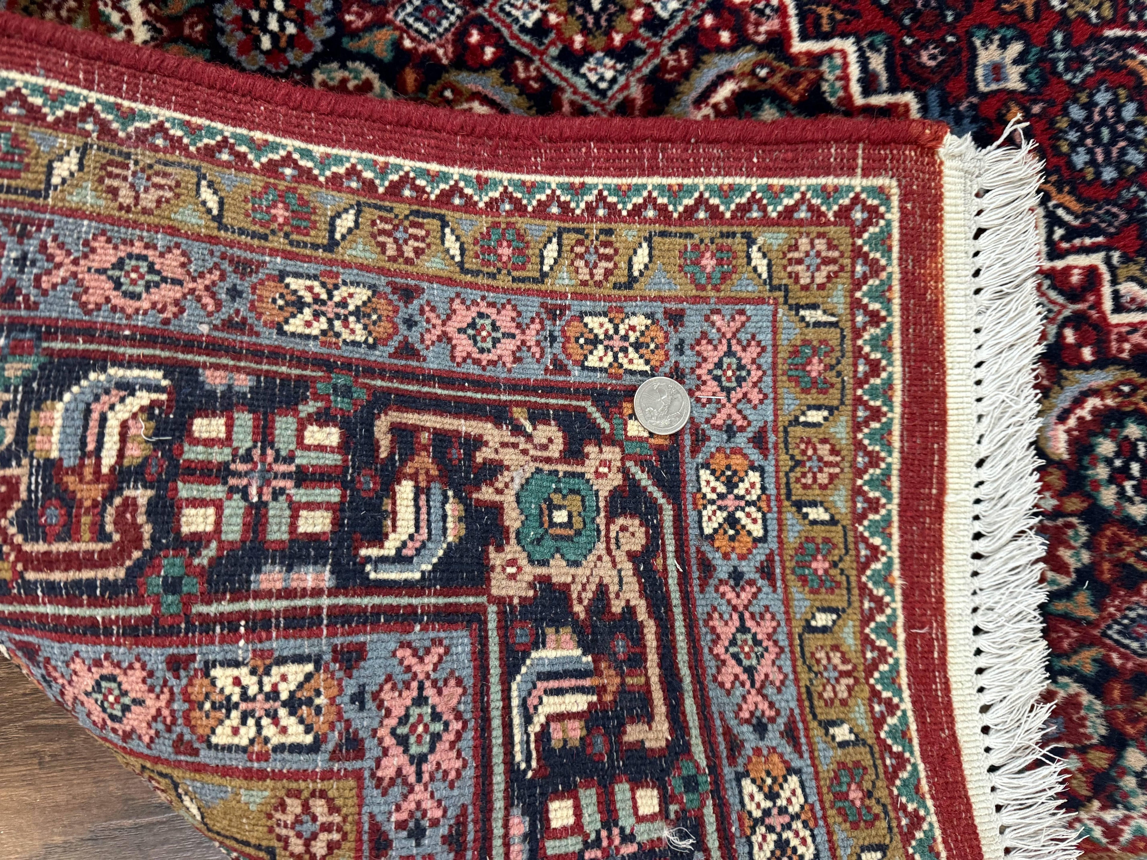 Indo Persian Bidjar Rug 6x9, Vintage Wool Handmade Carpet