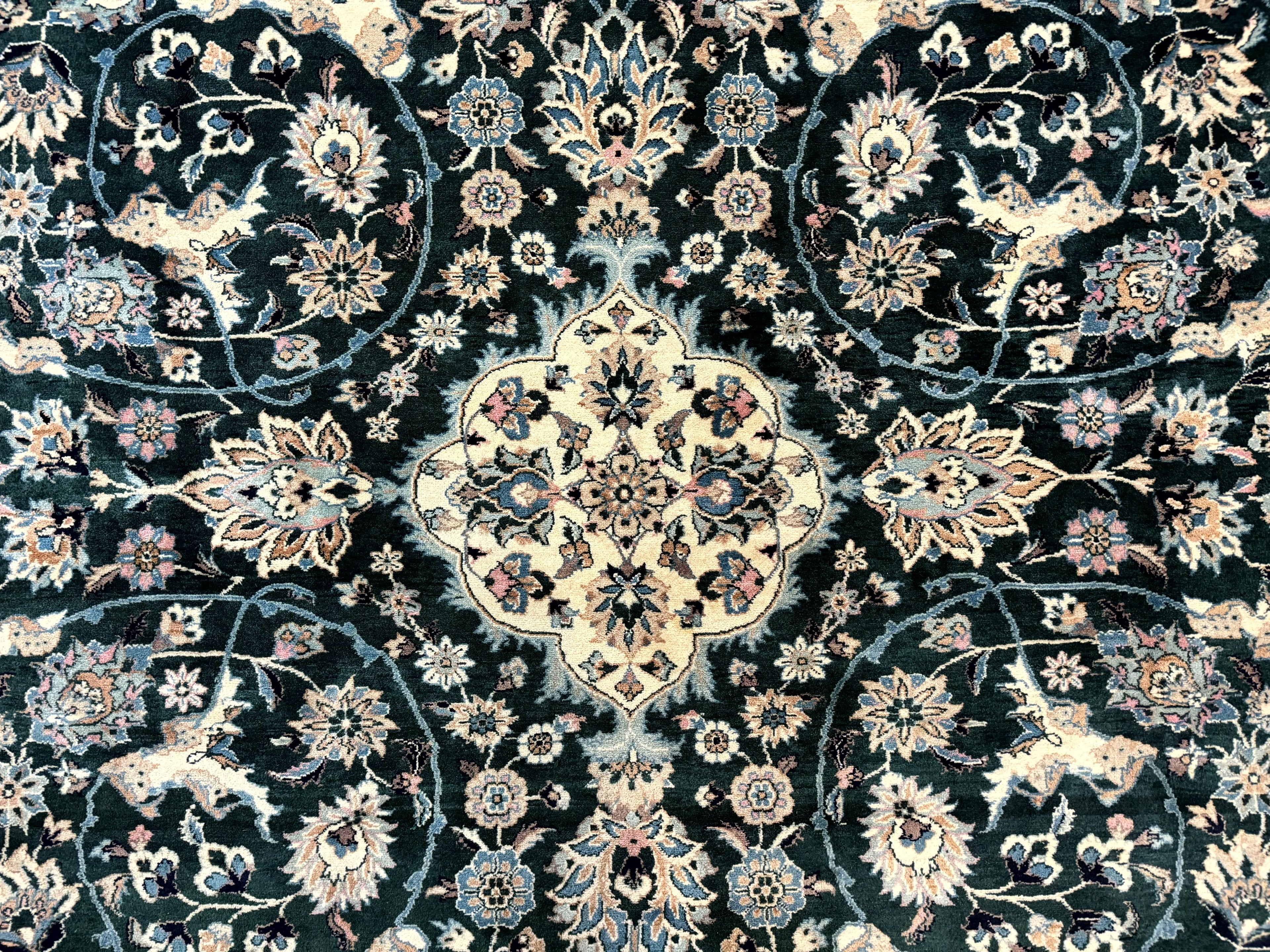 Pak Persian Rug 9x12, Dark Green, Floral Allover