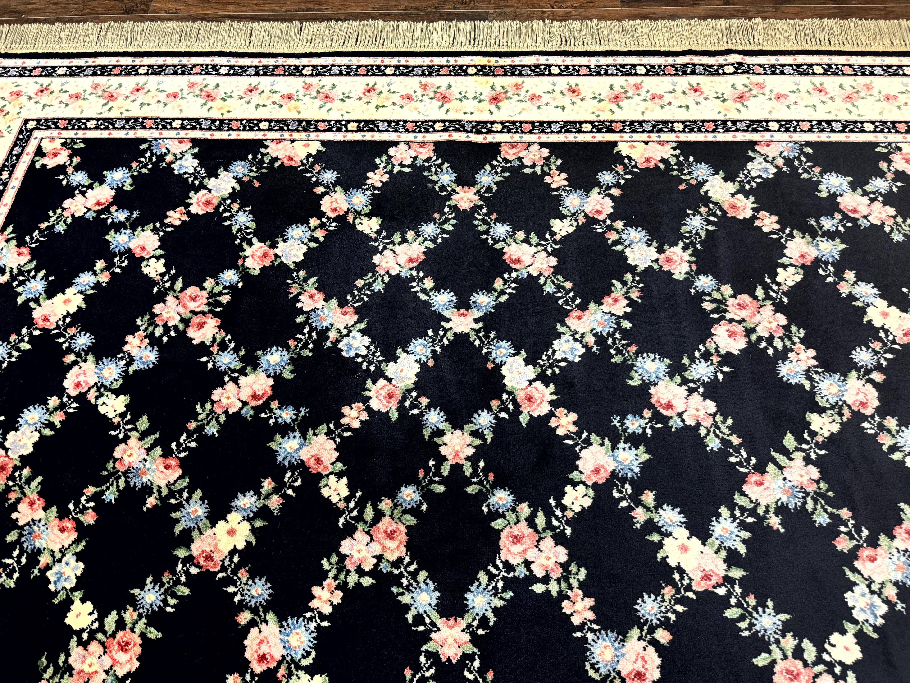 Karastan Rug 8.8 x 12, Garden of Eden #509/1270, Ebony Trellis, Vintage Discontinued Wool Pile Karastan Carpet