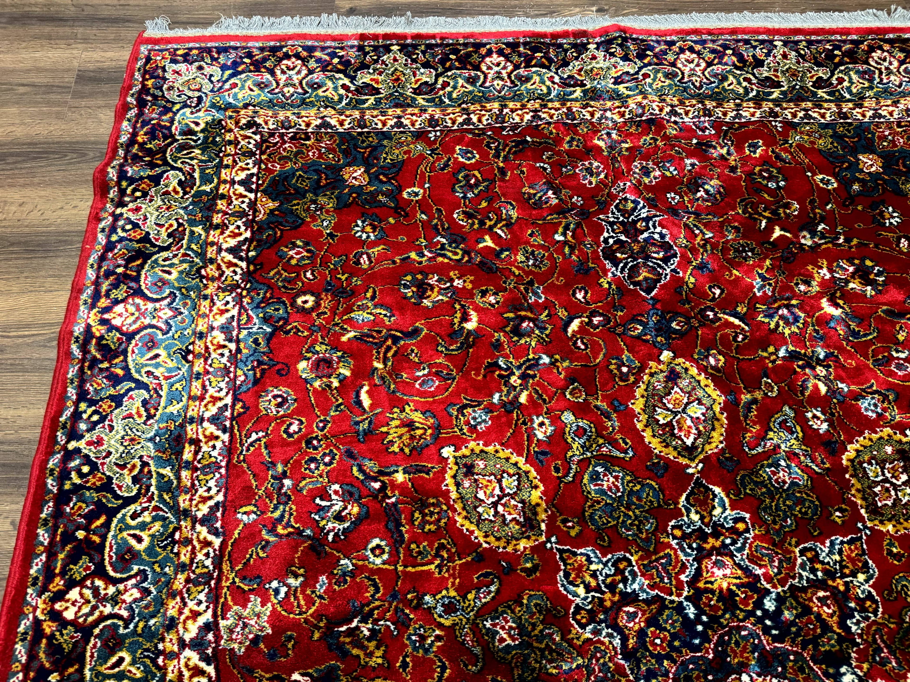 Red Persian Rug 6x9, Medallion Carpet, Ardebil Design, Vintage Belgium Power Loomed Carpet