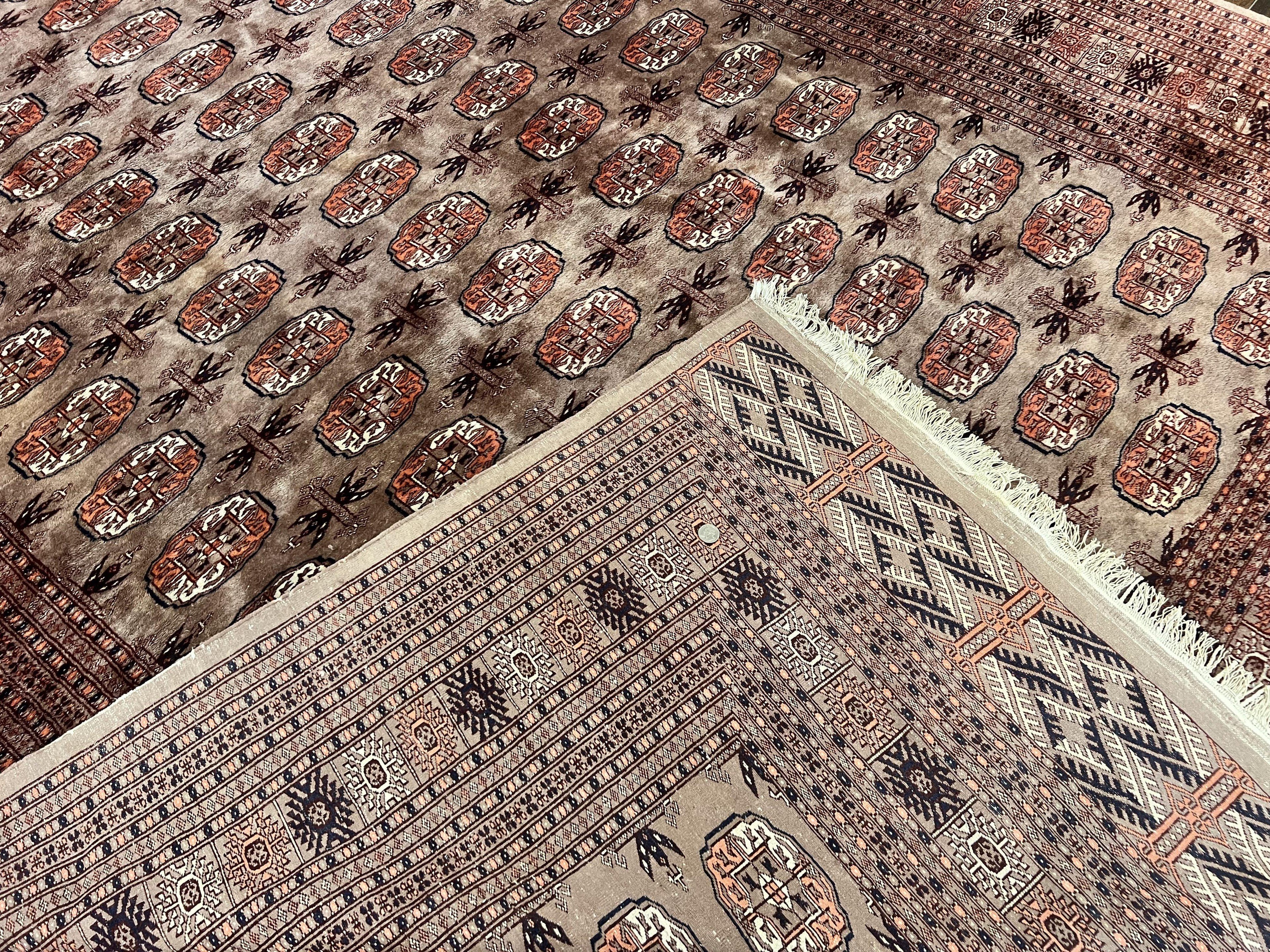 Pakistani Bokhara Turkoman Rug 7x10, Handmade Vintage Wool Carpet, Brown-Red