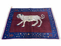 5 X 7 Handmade Zagros Wool Rug Snow White Panther Maroon Blue Organic Dyes